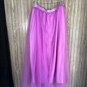 Plus Size Pastel Purple Tulle Mesh Maxi Skirt